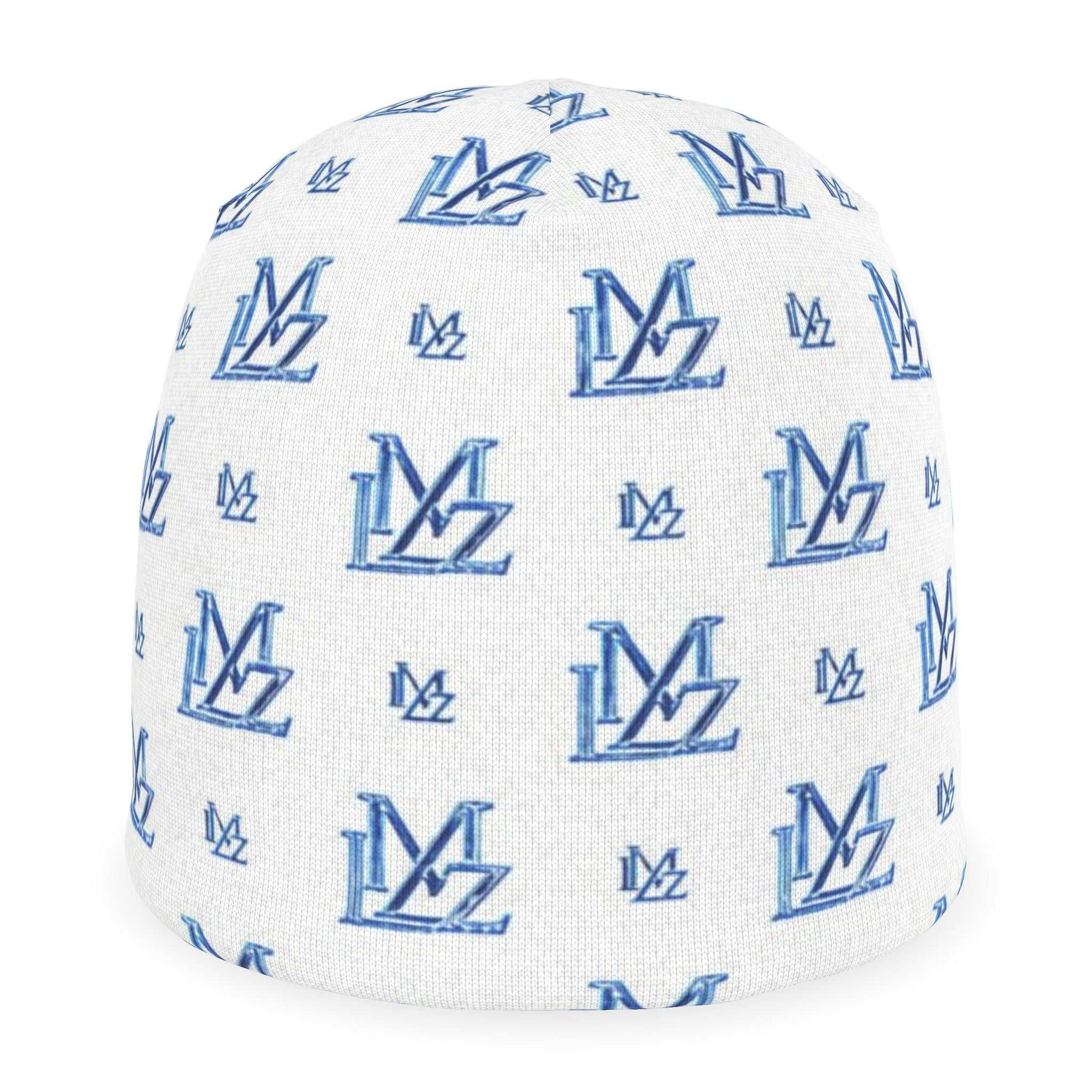 Monogram White & Blue Beanie