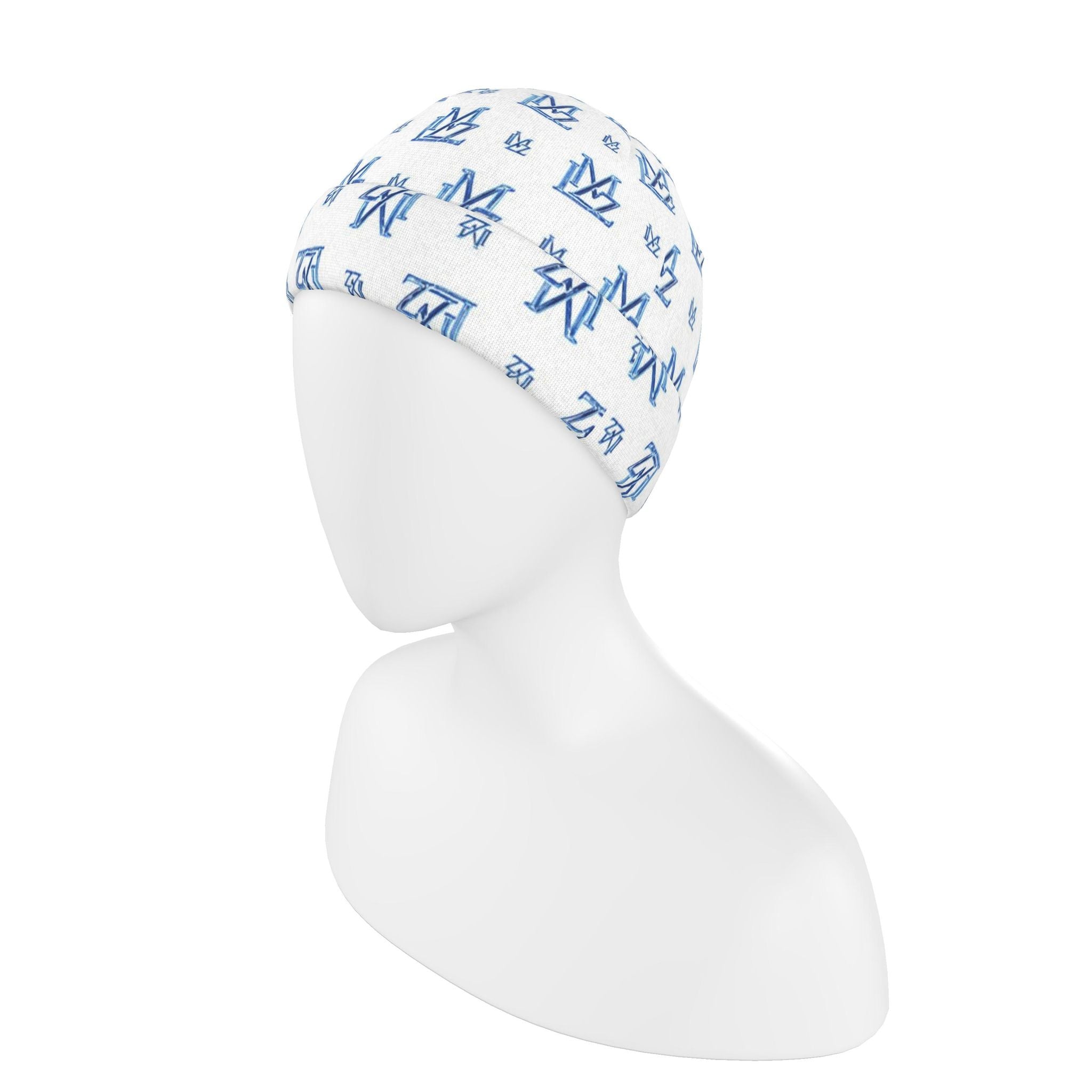 Monogram White & Blue Beanie