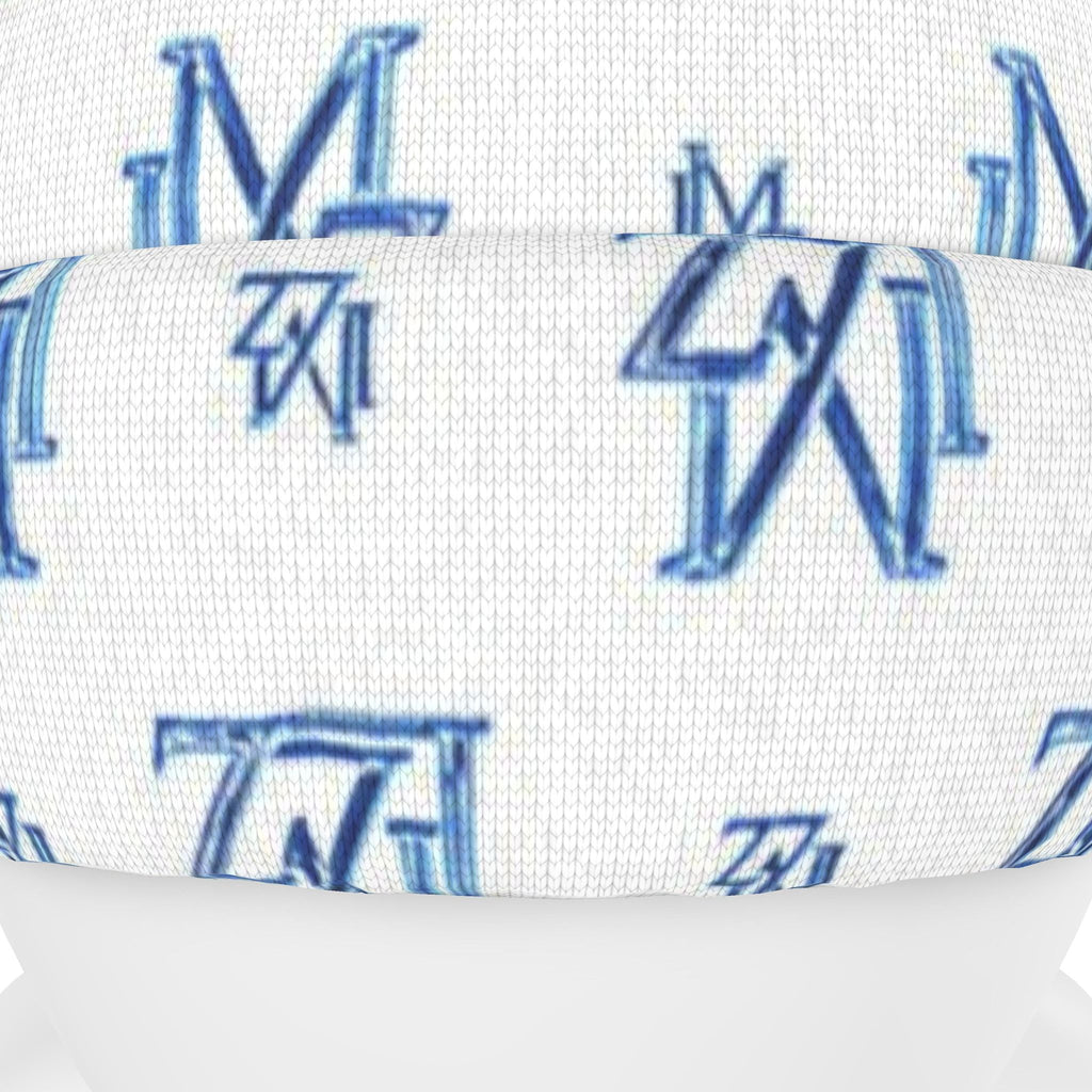 Monogram White & Blue Beanie