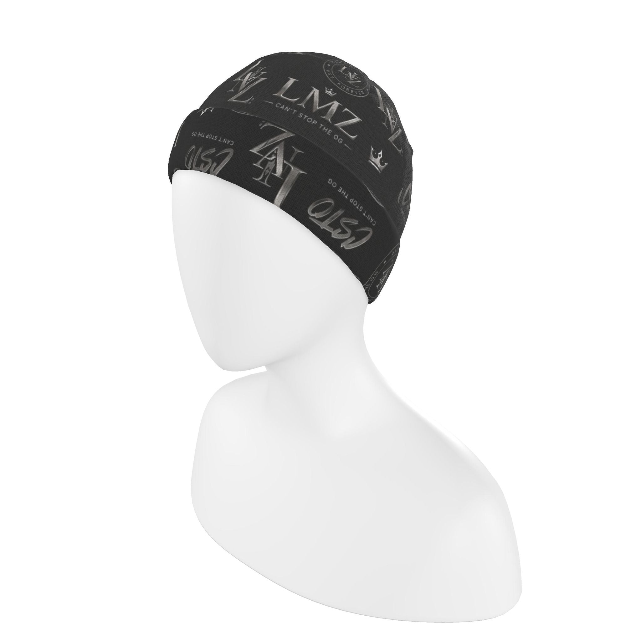 LMZ Legacy Multi-Logo Beanie — Obsidian Black